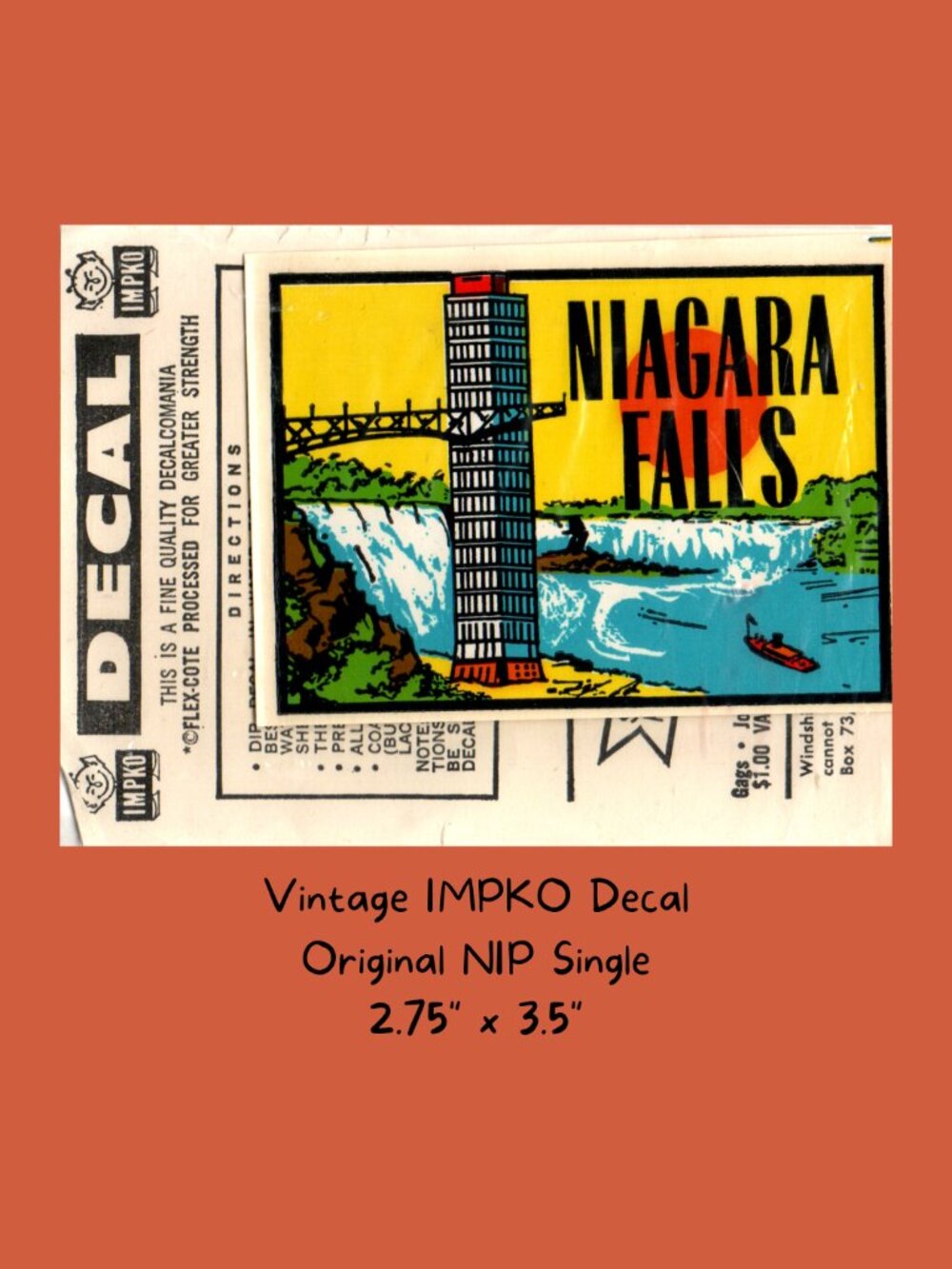 Niagara Falls Vintage IMPKO Water Slide Decal Travel Souvenir